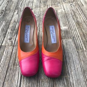 COPY - Vintage 90s Pink Orange Colorblock Pumps Heels 6.5